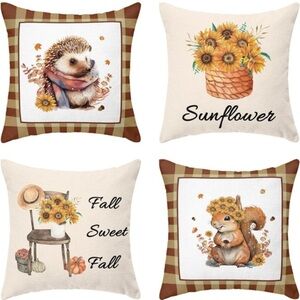 Harvest Sunflowers:‎ 18x18 Fall Decor Pillow Covers Set of 4- Grandmacore